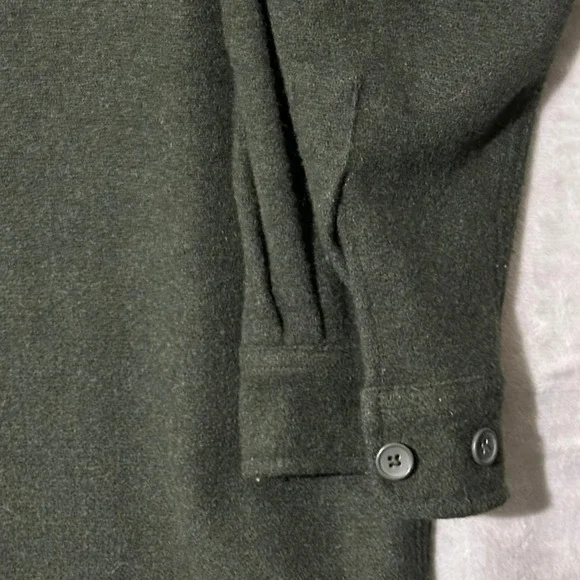 Vtg LL Bean Mens XXL Military Green Wool Blend Button Up Shirt Jacket Outerwear - Picture 5 of 10